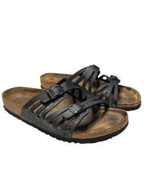 Birkenstock Granada Sandals Black Birko-Flor Double Strap EU 38 US 7